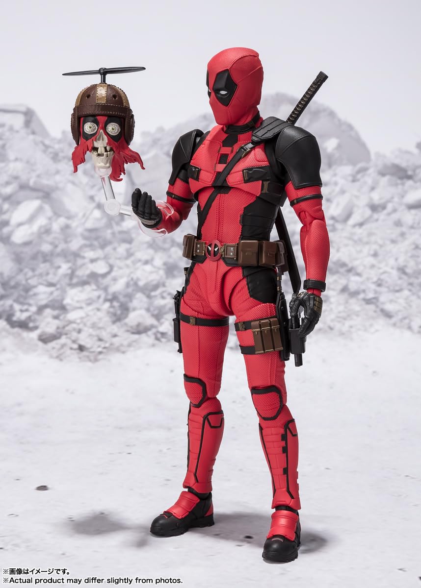 TAMASHII NATIONS Deadpool S.H.Figuarts Action Figure – Fully Articulated Deadpool with Headpool & Accessories