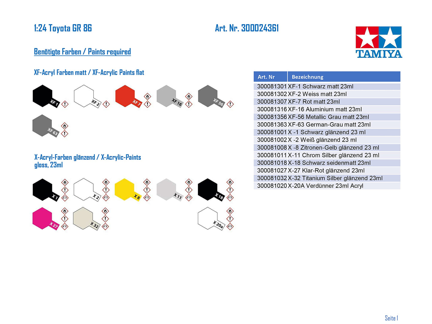 Toyota GR86 1:24 Model Kit by TAMIYA | Gazoo Racing Emblem | 24361