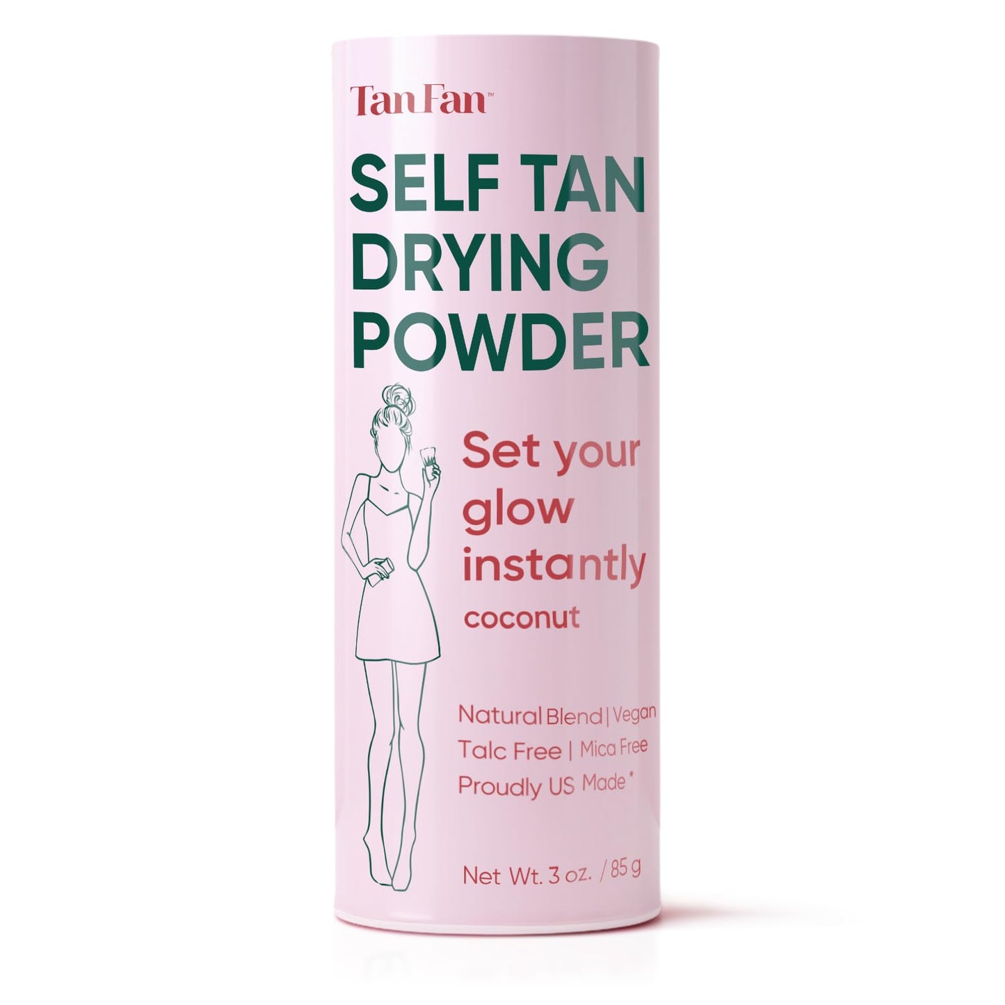 Tan Fan Self Tan Drying Powder – Translucent, Talc-Free Finisher (USA Made, Coconut)