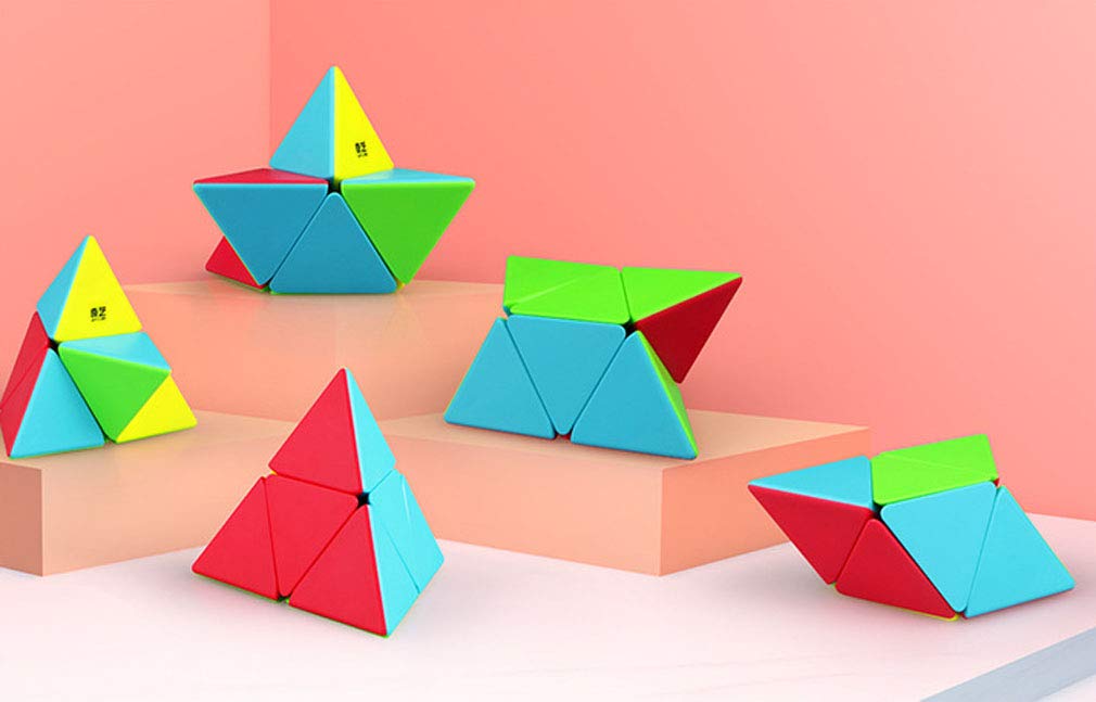 TANCH QIYI Pyramid Speed Cube 2x2 Stickless Triangle Magic Cube Puzzle Toy – Colorful
