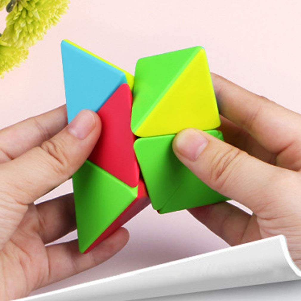 TANCH QIYI Pyramid Speed Cube 2x2 Stickless Triangle Magic Cube Puzzle Toy – Colorful