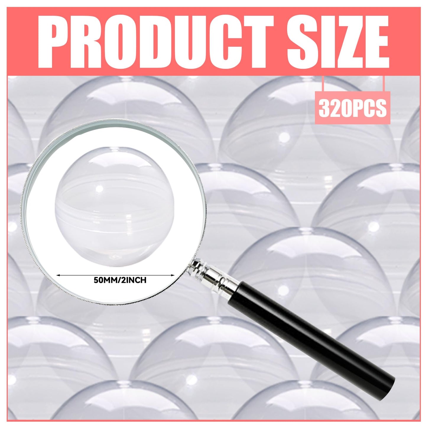 TANEMUDO 320 Pcs Gumball Capsules – 2-Inch Clear Plastic Vending Capsules