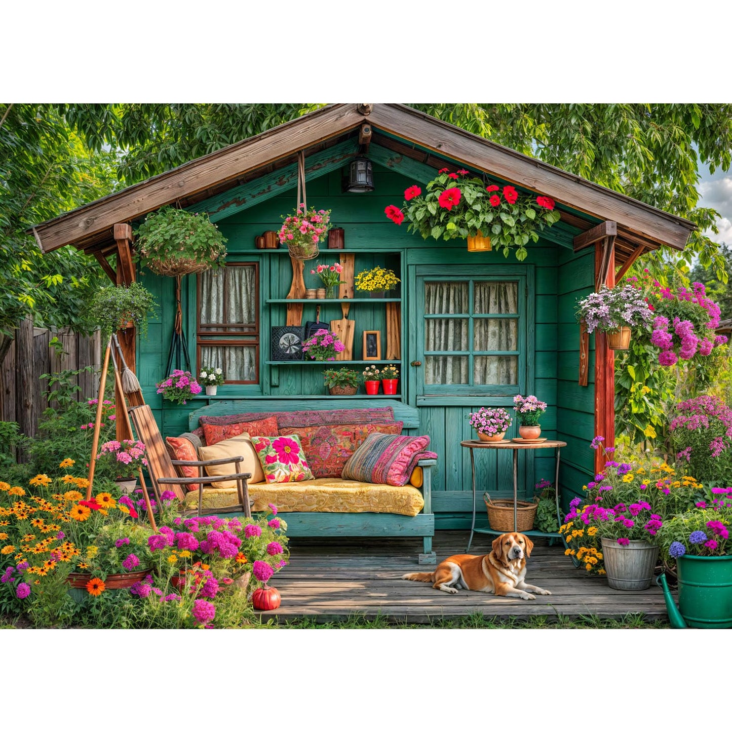 TangMosaic 1000-Piece Flower House Puzzle for Adults | Interlock & Low Dust