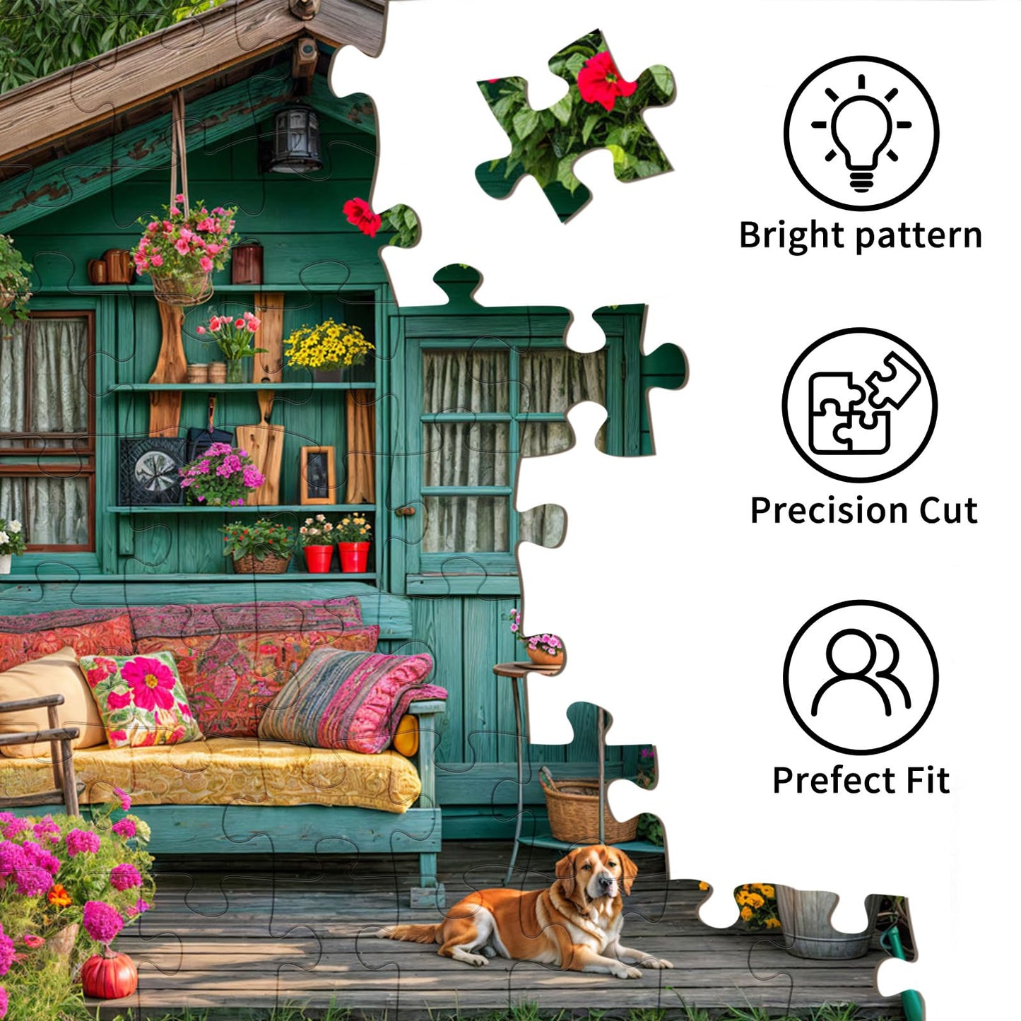 TangMosaic 1000-Piece Flower House Puzzle for Adults | Interlock & Low Dust