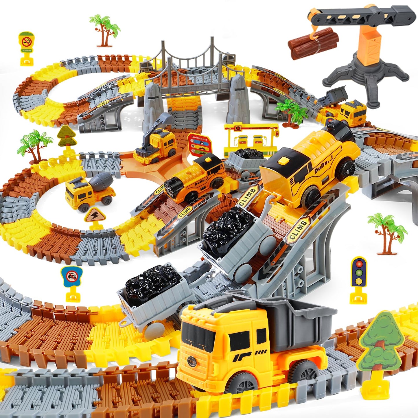 TANMGIN 281-Pcs Race Tracks Construction Toys – Creative Engineering Set for Kids 3-9