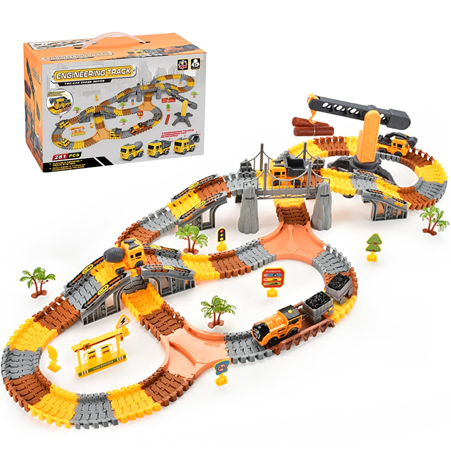 TANMGIN 281-Pcs Race Tracks Construction Toys – Creative Engineering Set for Kids 3-9