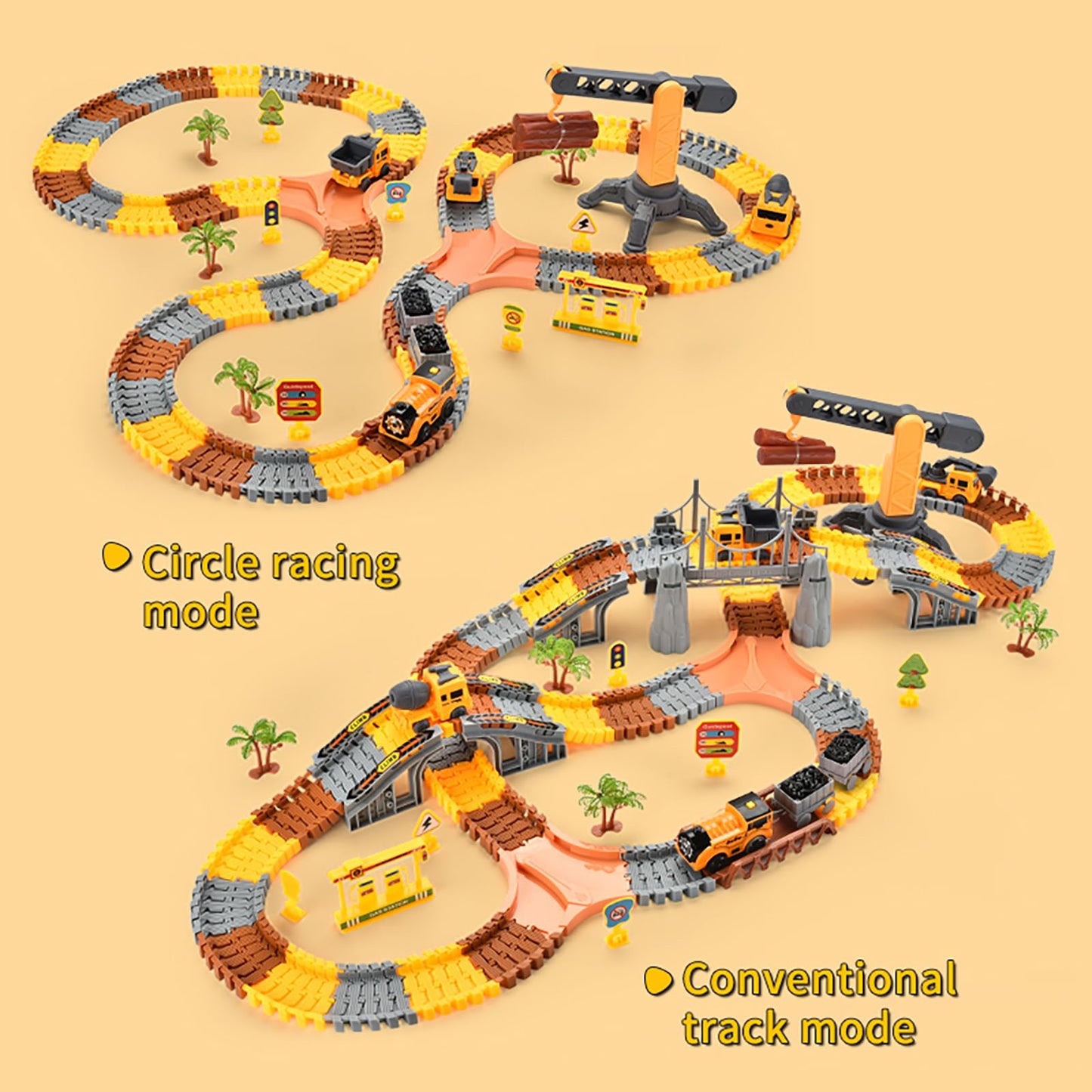 TANMGIN 281-Pcs Race Tracks Construction Toys – Creative Engineering Set for Kids 3-9