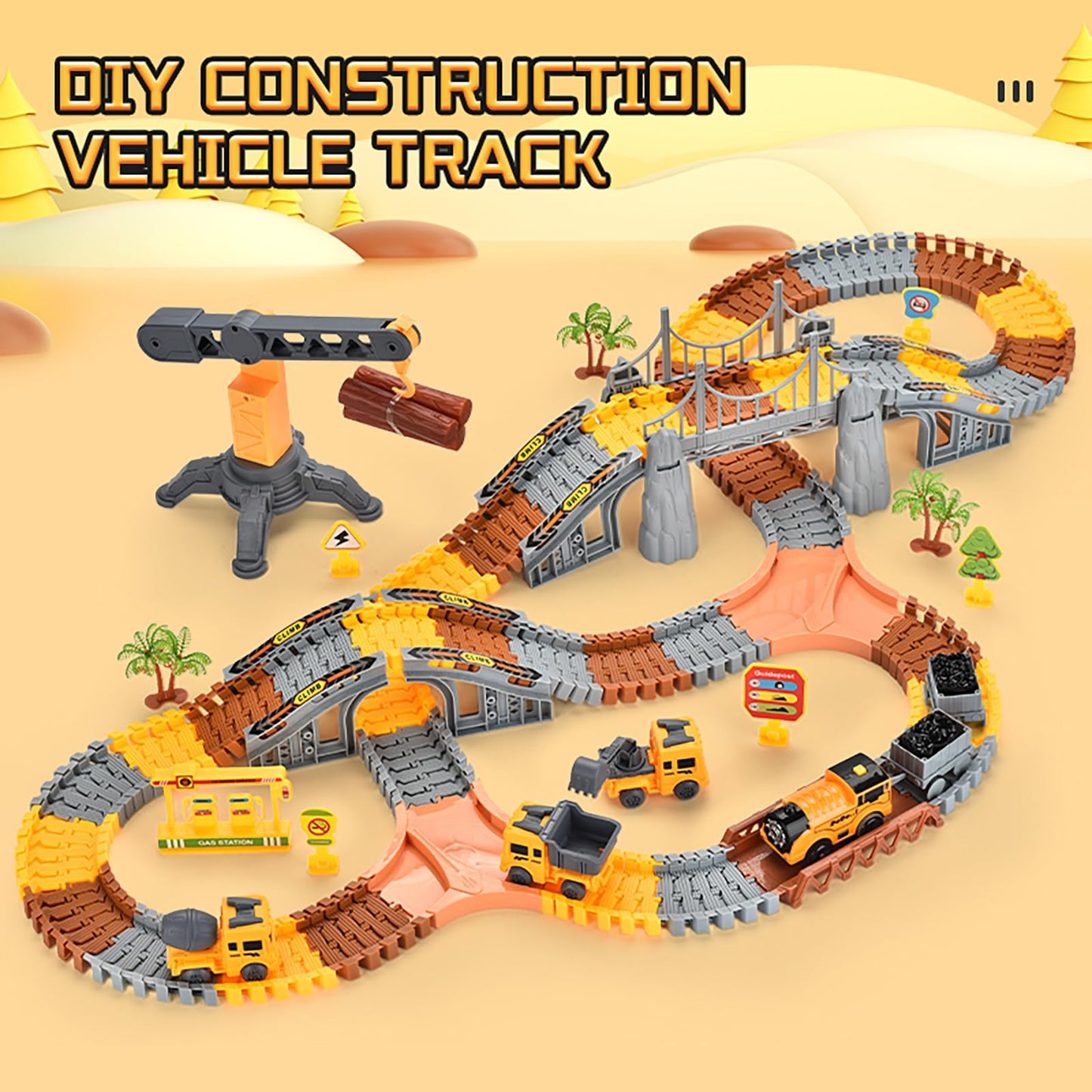 TANMGIN 281-Pcs Race Tracks Construction Toys – Creative Engineering Set for Kids 3-9