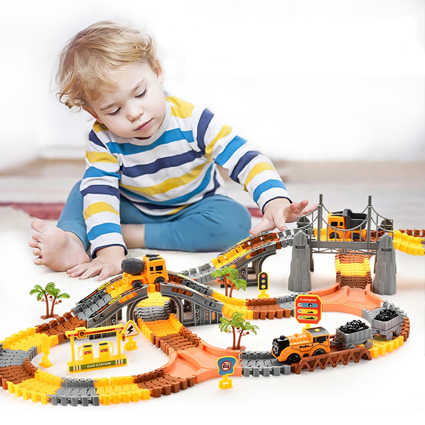 TANMGIN 281-Pcs Race Tracks Construction Toys – Creative Engineering Set for Kids 3-9