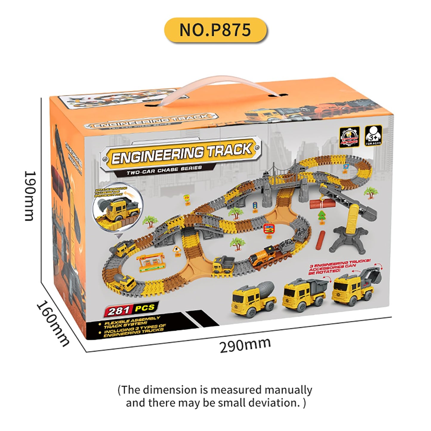 TANMGIN 281-Pcs Race Tracks Construction Toys – Creative Engineering Set for Kids 3-9