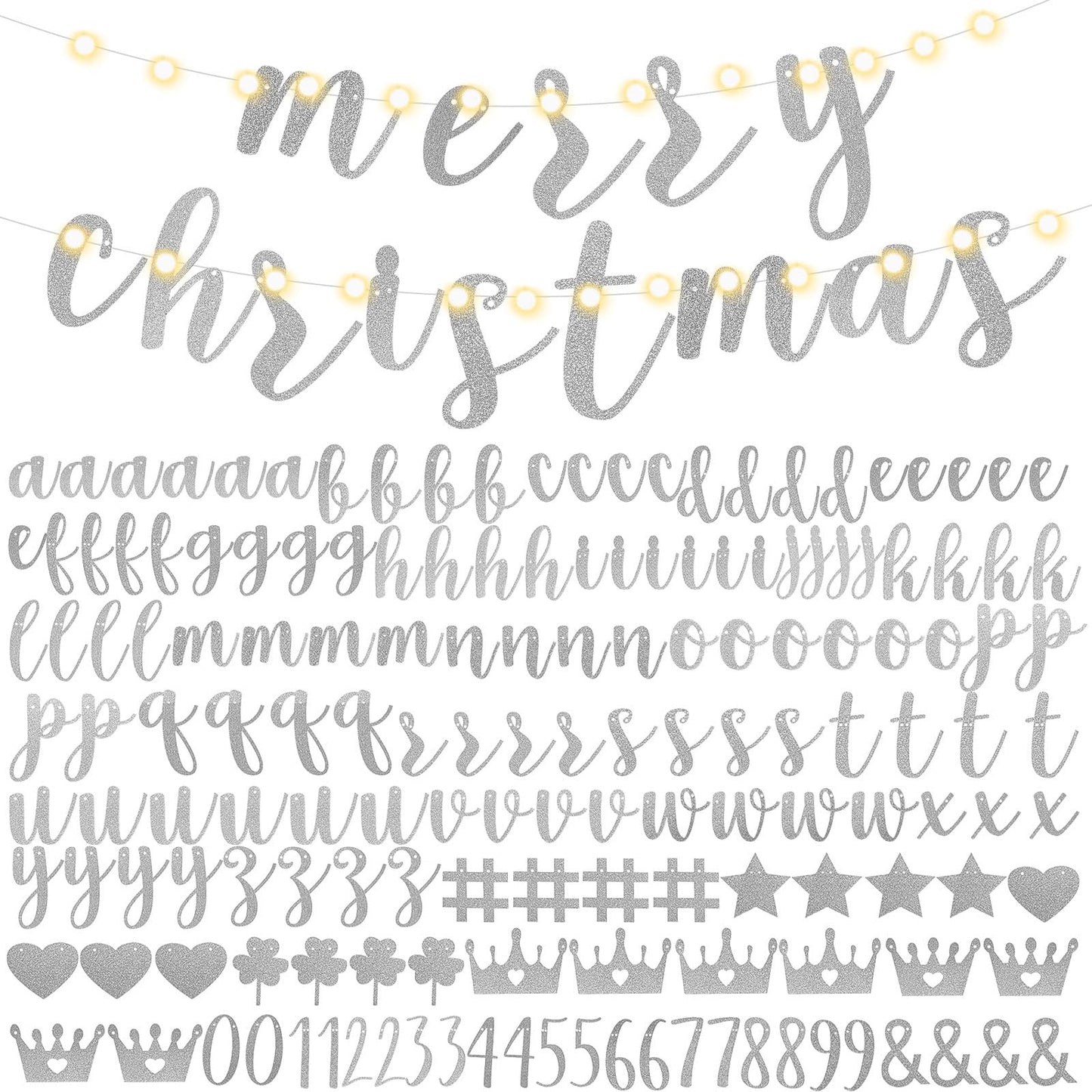 TaoBary 167 Pcs DIY Glitter Banner Kit – Customizable Birthday Banner with 162 Letters, Numbers & Symbols