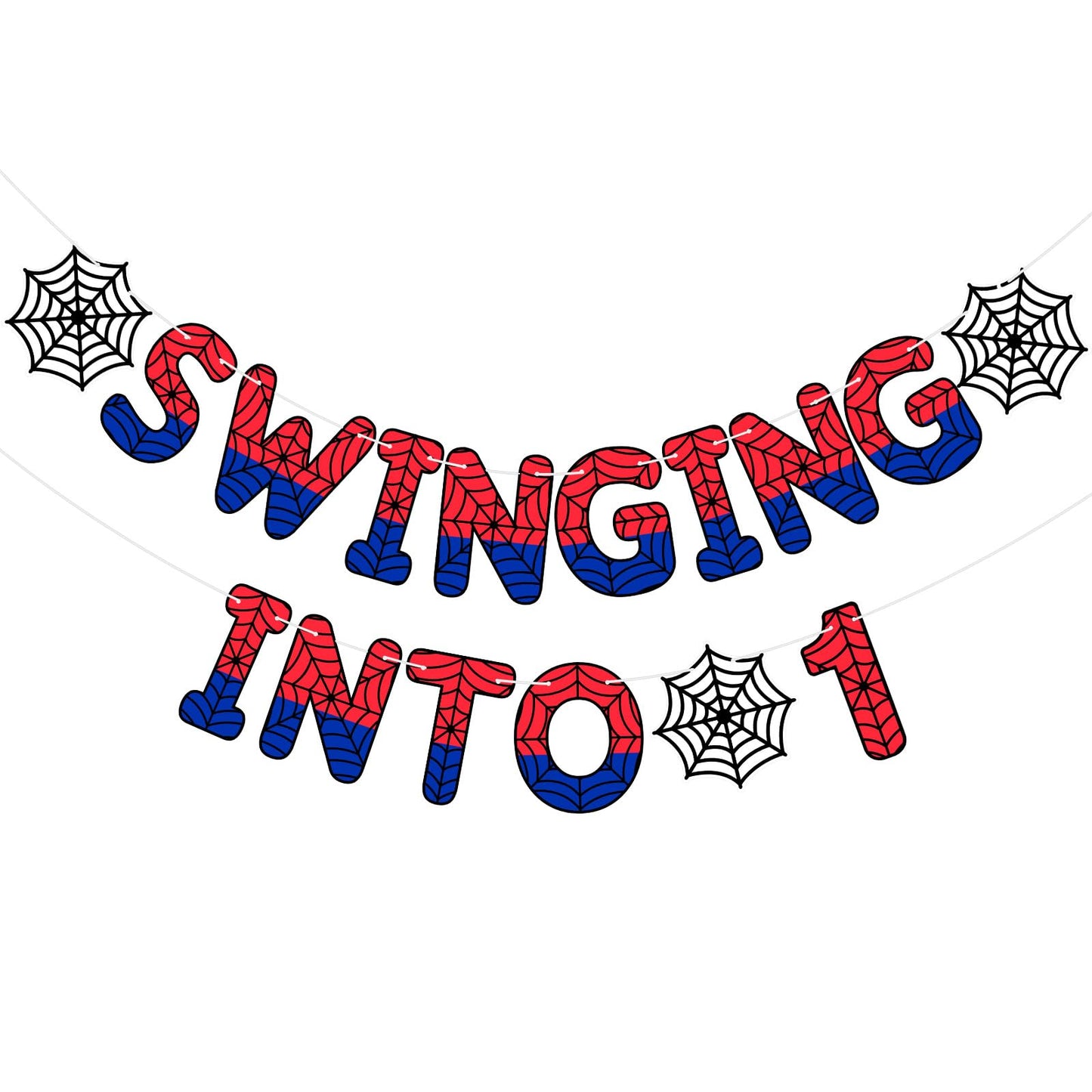 TaoBary Spider Theme 1st Birthday Banner – Pre-Strung, Easy Setup