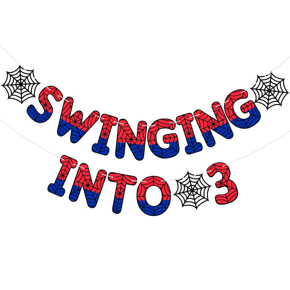 TaoBary Spider Theme 3rd Birthday Banner – Pre-strung Spider & Web Decorations for Kids