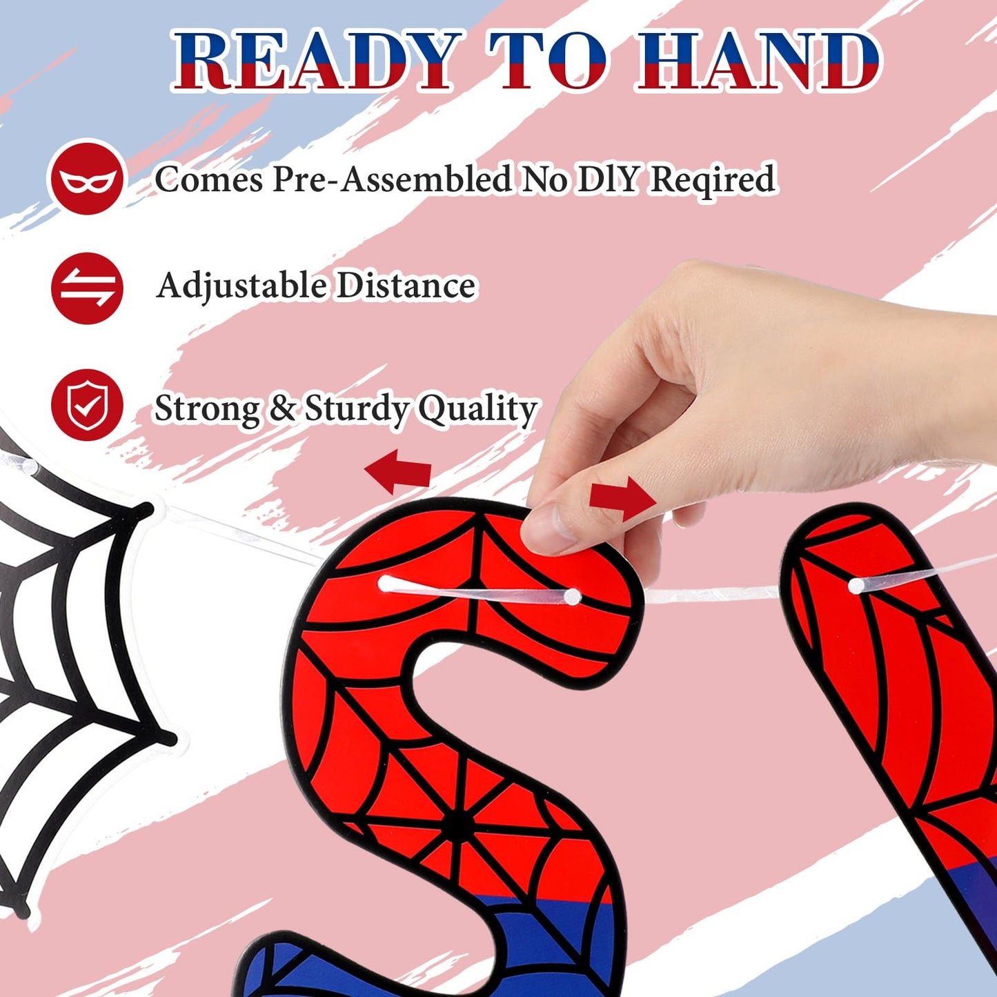 TaoBary Spider Theme 2nd Birthday Banner – Pre-strung Kids Party Decoration