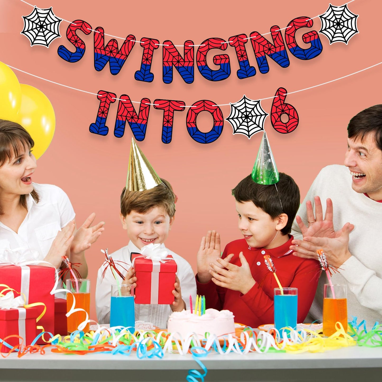 TaoBary Spider Theme 6th Birthday Banner – Pre-Strung, Ready-to-Hang Party Decorations for Kids