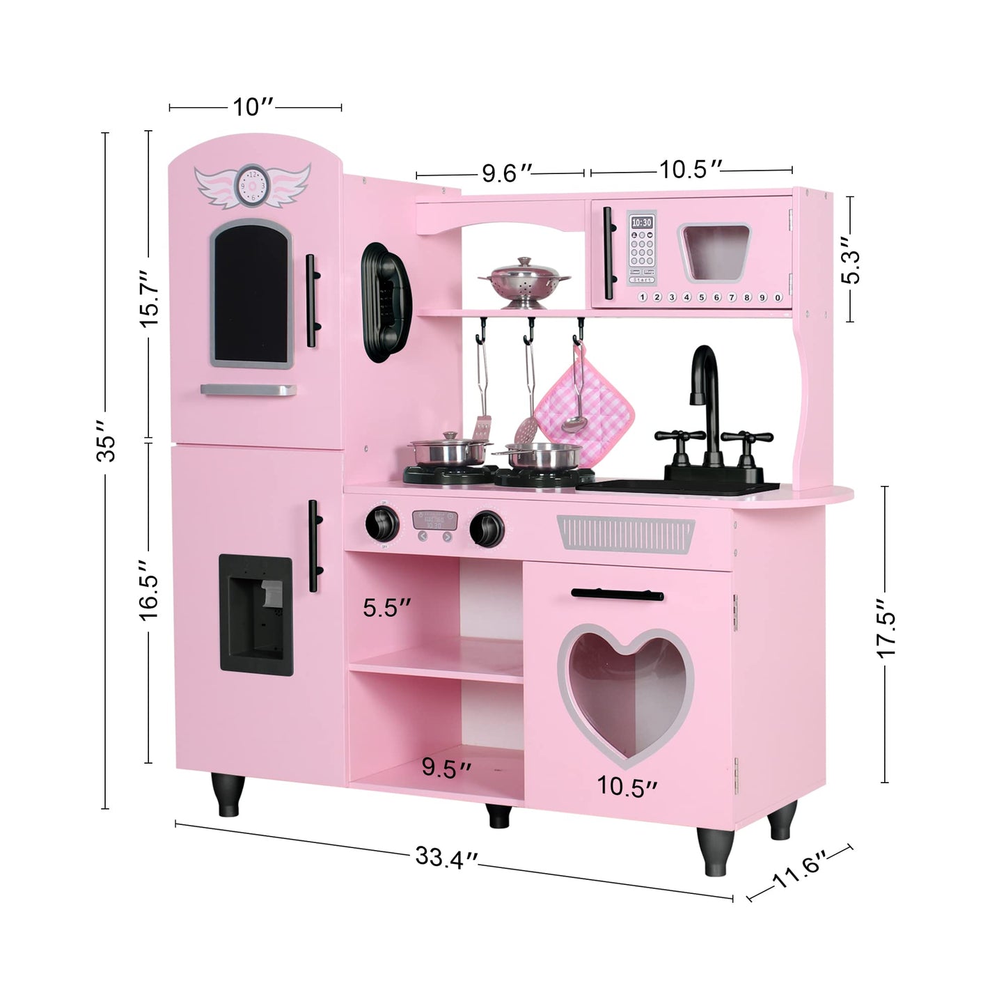 TaoHFE Play Kitchen Pink – Interactive Wooden Kitchen Set for Kids 3+ (Lights & Sounds)