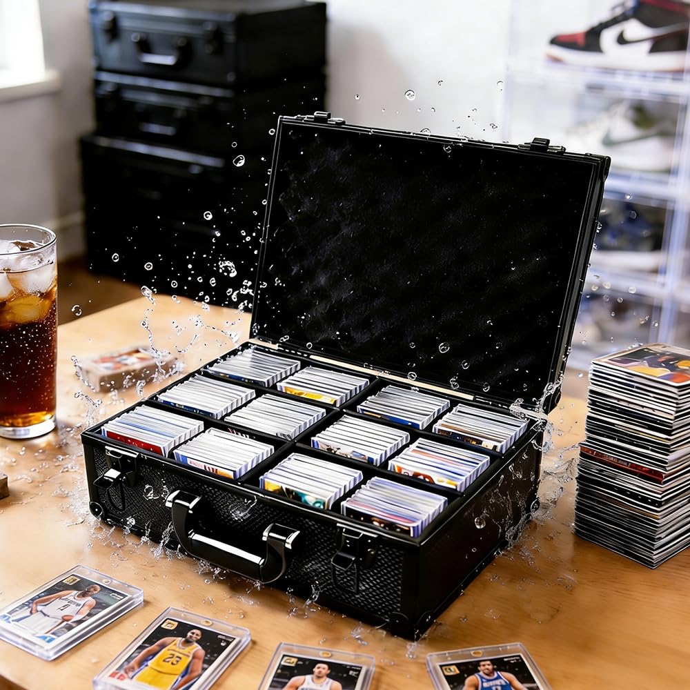 TAOPOWER Sports Card Storage Box — 3500 Card Capacity Aluminum Case for Large Card Collections