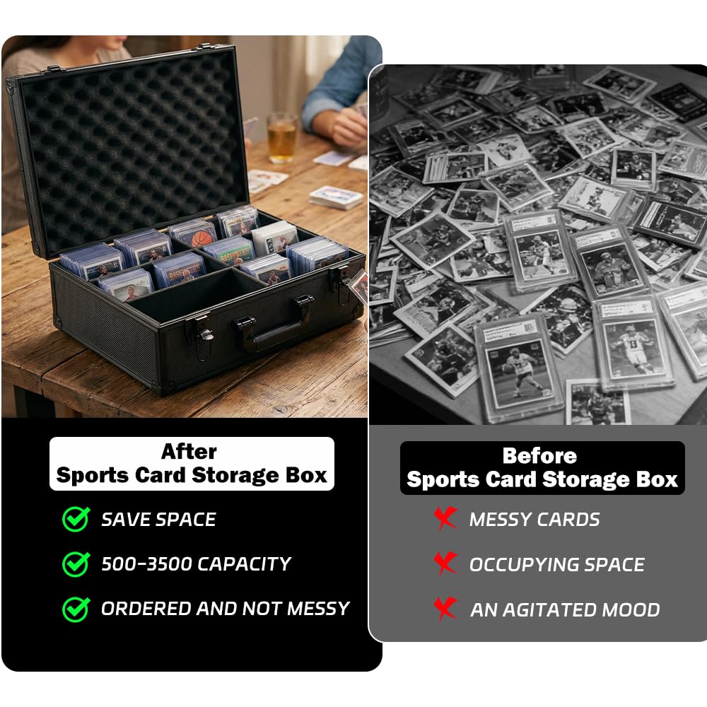 TAOPOWER Sports Card Storage Box — 3500 Card Capacity Aluminum Case for Large Card Collections