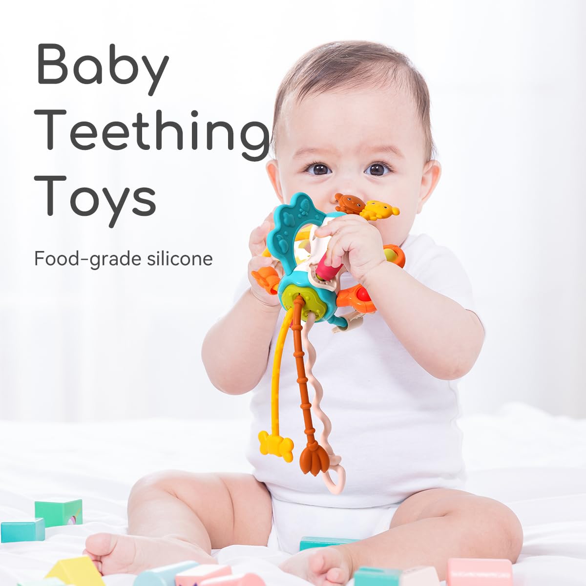 taotaotoys Toddler Airplane Travel Toy – Montessori Sensory Silicone Pull String for Babies 6-12 Months