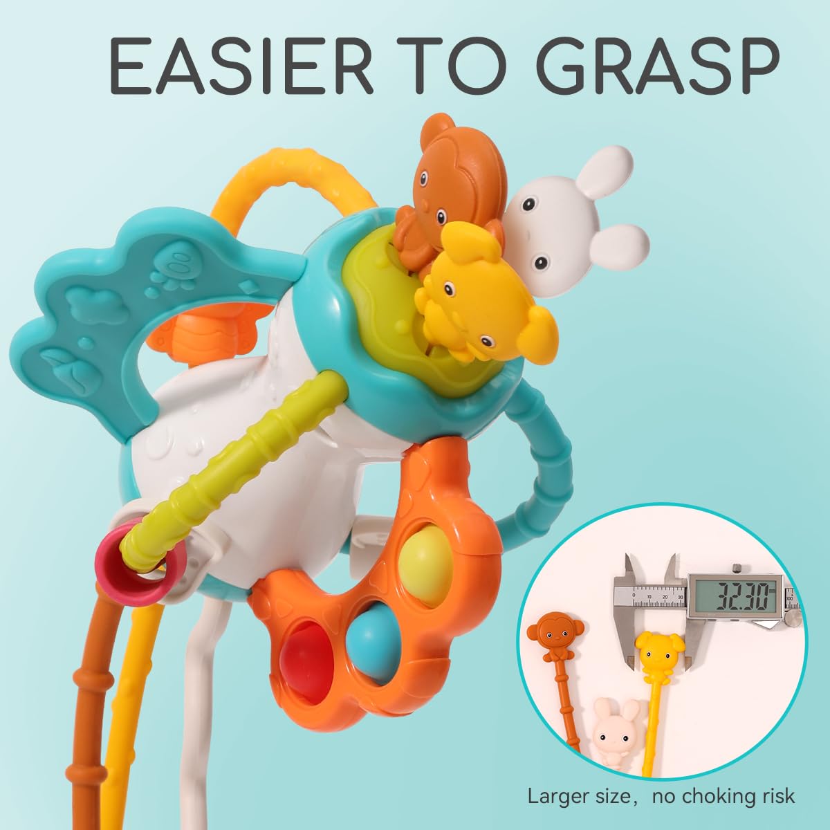 taotaotoys Toddler Airplane Travel Toy – Montessori Sensory Silicone Pull String for Babies 6-12 Months