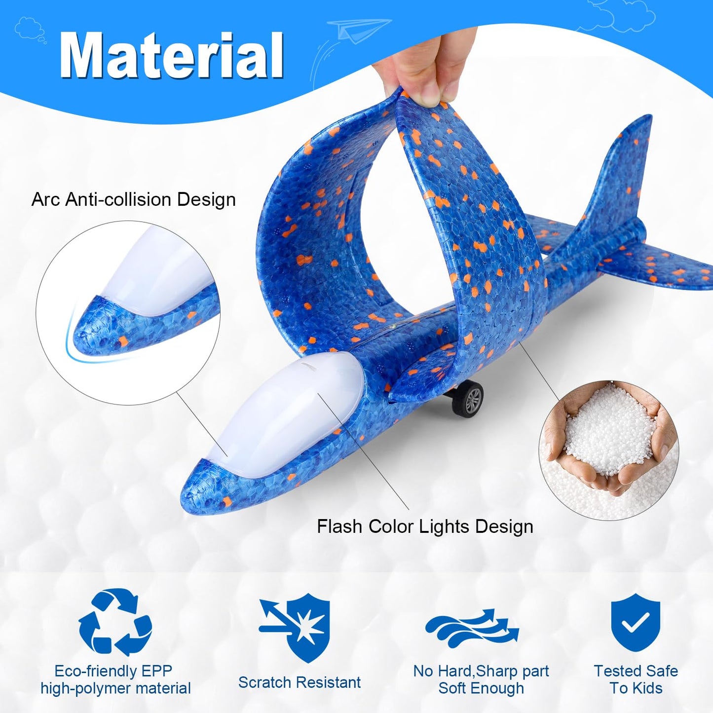 TAOTENDAR 3-Pack Airplane Launcher Toys – LED Foam Gliders with 2 Flight Modes for Outdoor Play