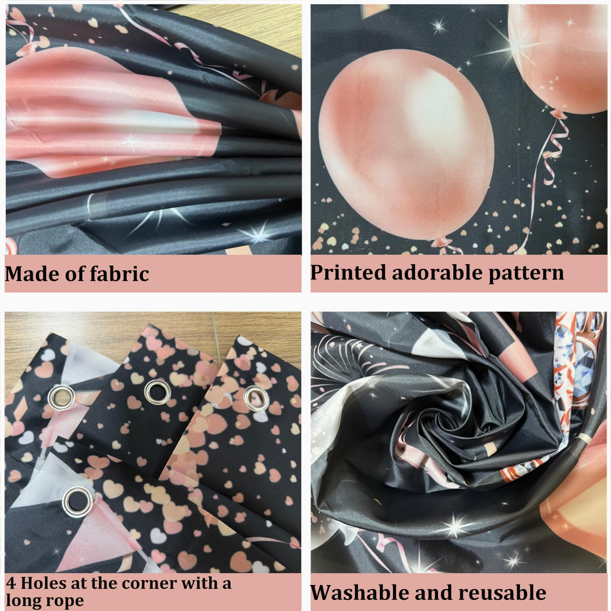 TAOTOSUNE 18th Birthday Decorations for Girls - Rose Gold & Black Backdrop, 45-Piece Party Set