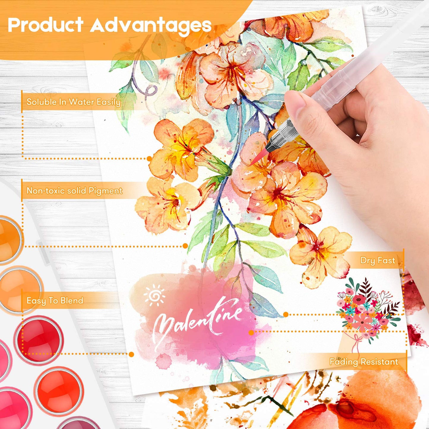 Taotree 48-Color Watercolor Paint Set – Vibrant Art Supplies for Kids & Adults