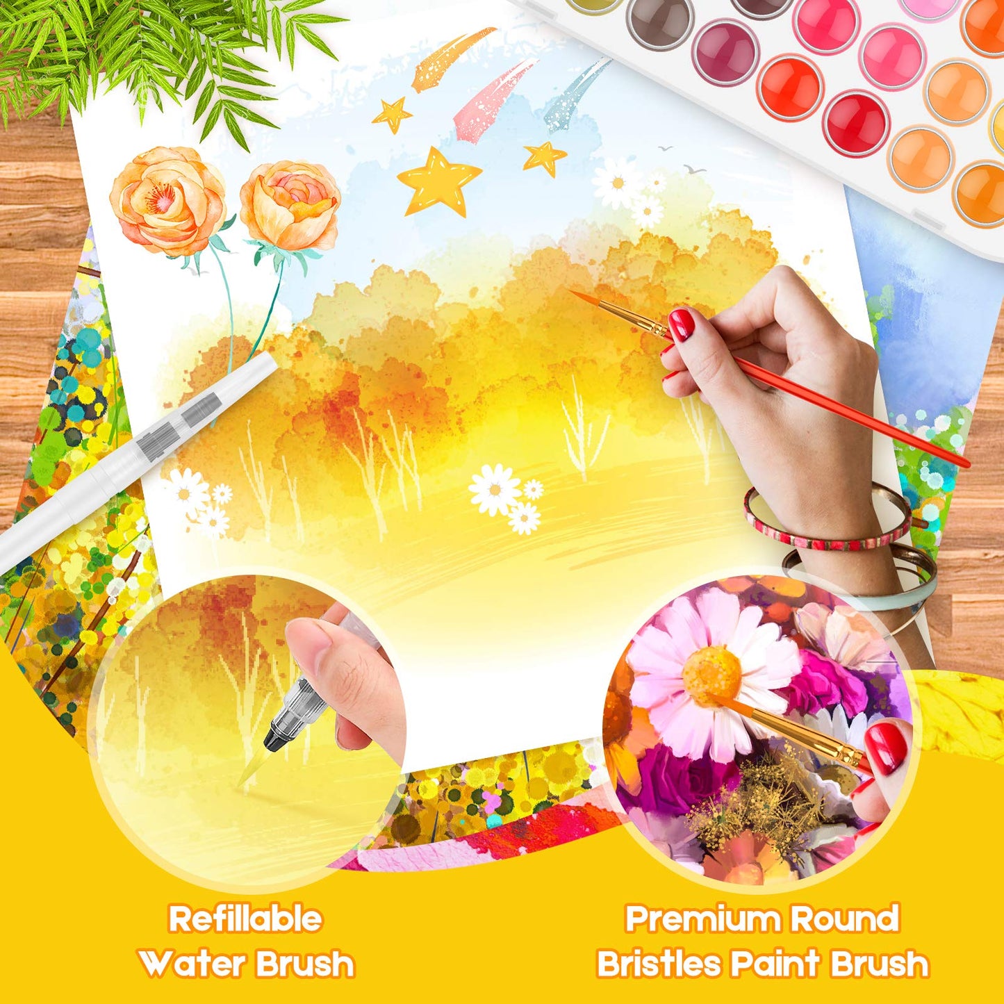 Taotree 48-Color Watercolor Paint Set – Vibrant Art Supplies for Kids & Adults