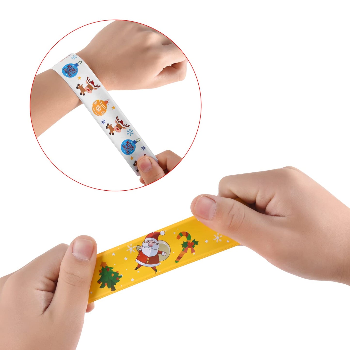 TAOVEN 48PCS Christmas Slap Bracelets – Festive Party Favors in 12 Styles