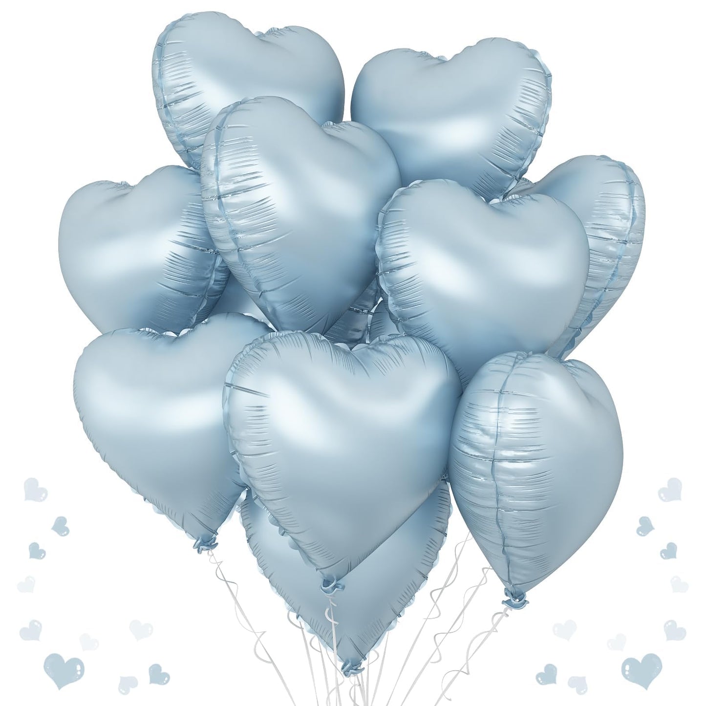 TAOYE Baby Blue Heart Foil Balloons – 18in 10-Pack for Birthday, Baby Shower & More