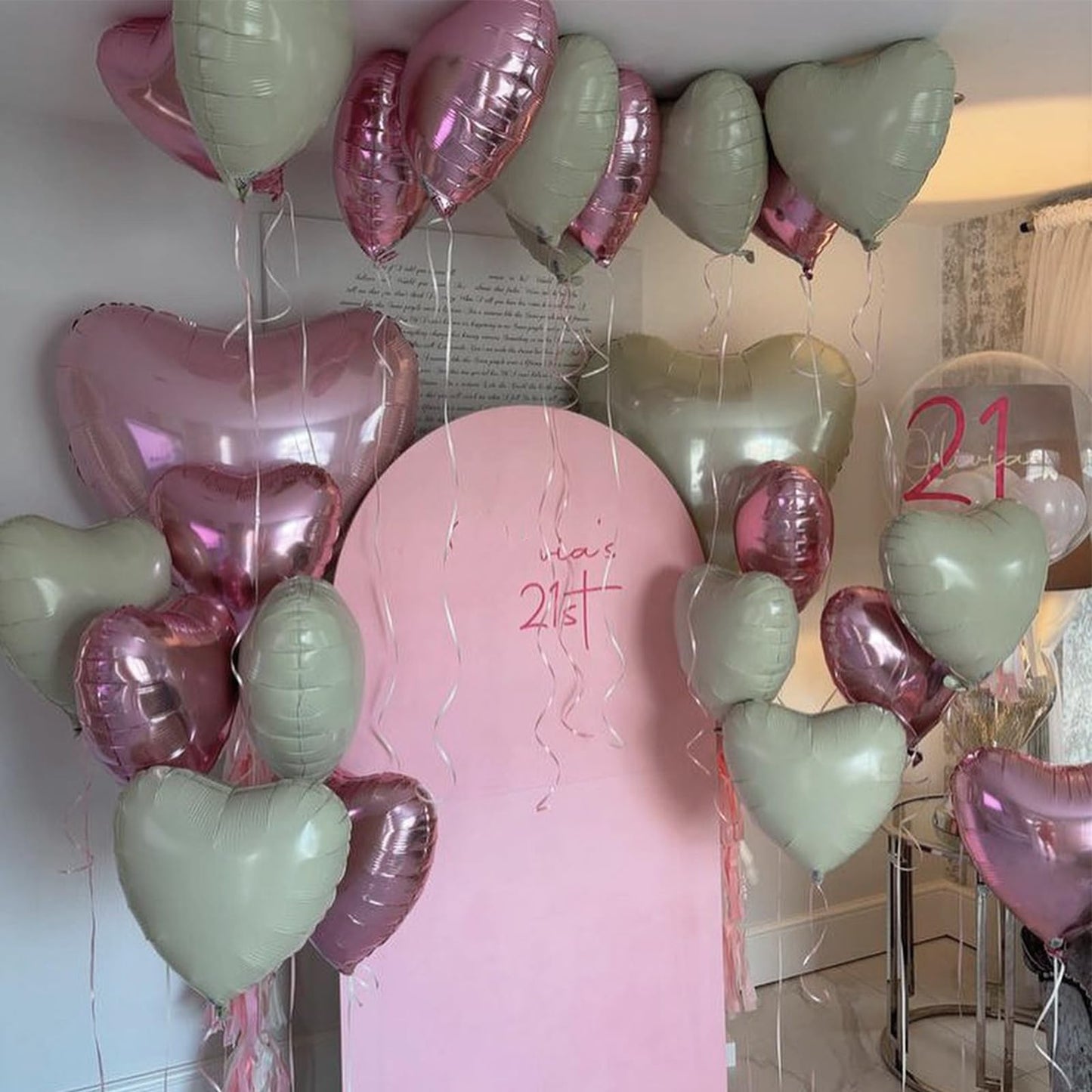 TAOYE Pink White Heart Balloons – 12 Pack 18in Pastel Foil Heart Balloons for Birthday, Baby Shower, Wedding