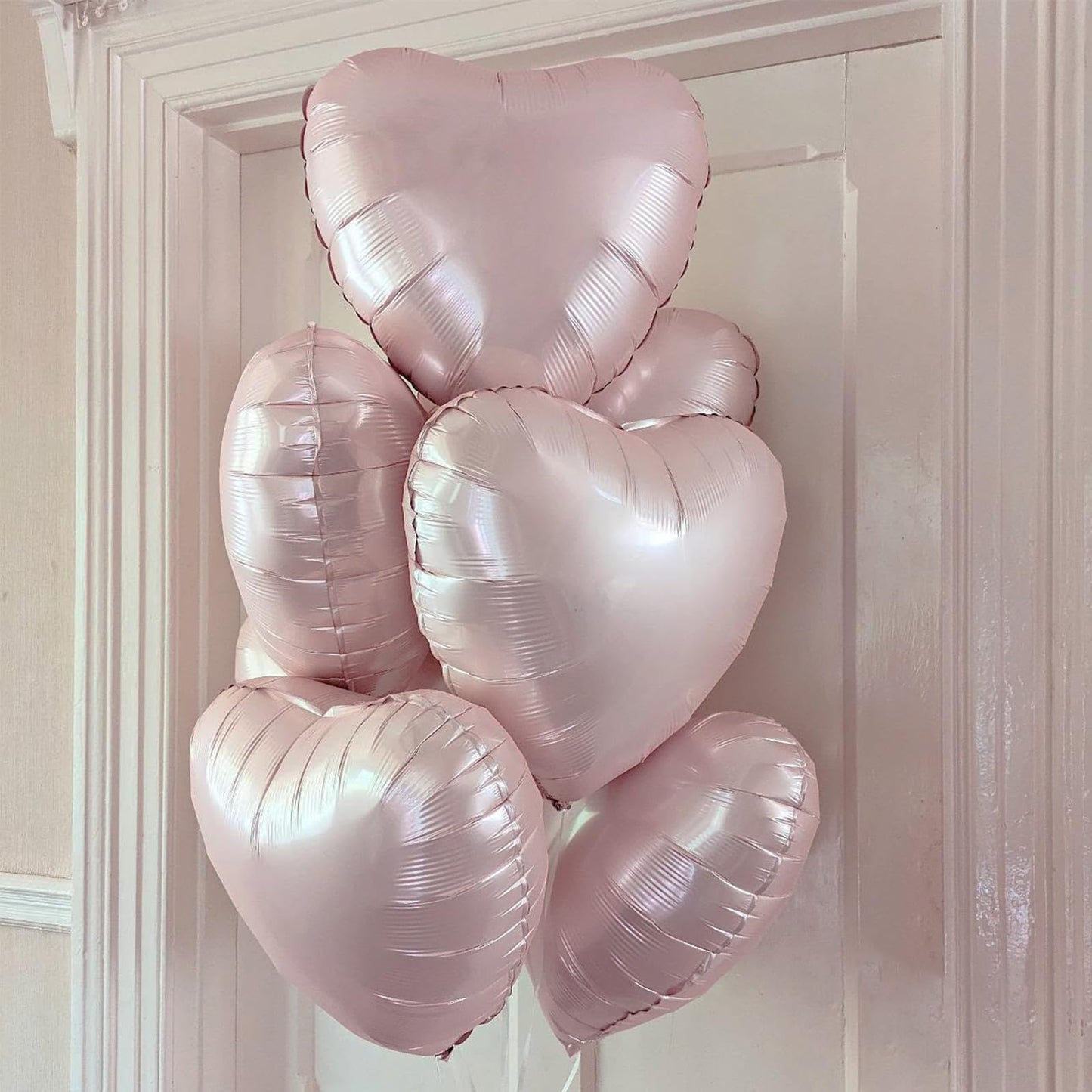 TAOYE Baby Pink Heart Balloons 18-Inch 12-Pack Pearl Mylar Hearts – Birthday, Wedding, Baby Shower