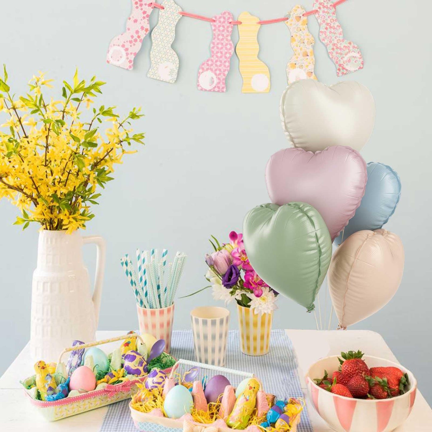 TAOYE Pastel Colorful Heart Foil Balloons – 10 Pack, 18-Inch Rainbow Hearts