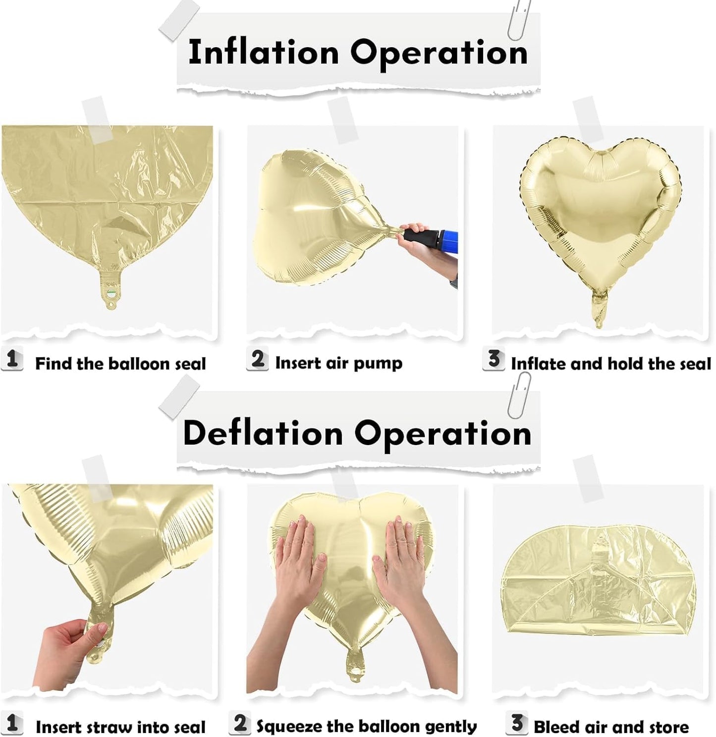 TAOYE Black Gold Foil Heart Balloons – 18 Inch, 10 Pcs (Light Gold & Black Hearts)