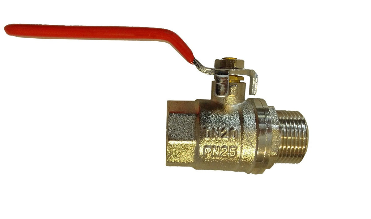 Brass Nickel-Plated Lever Valve 1" BSPM-F