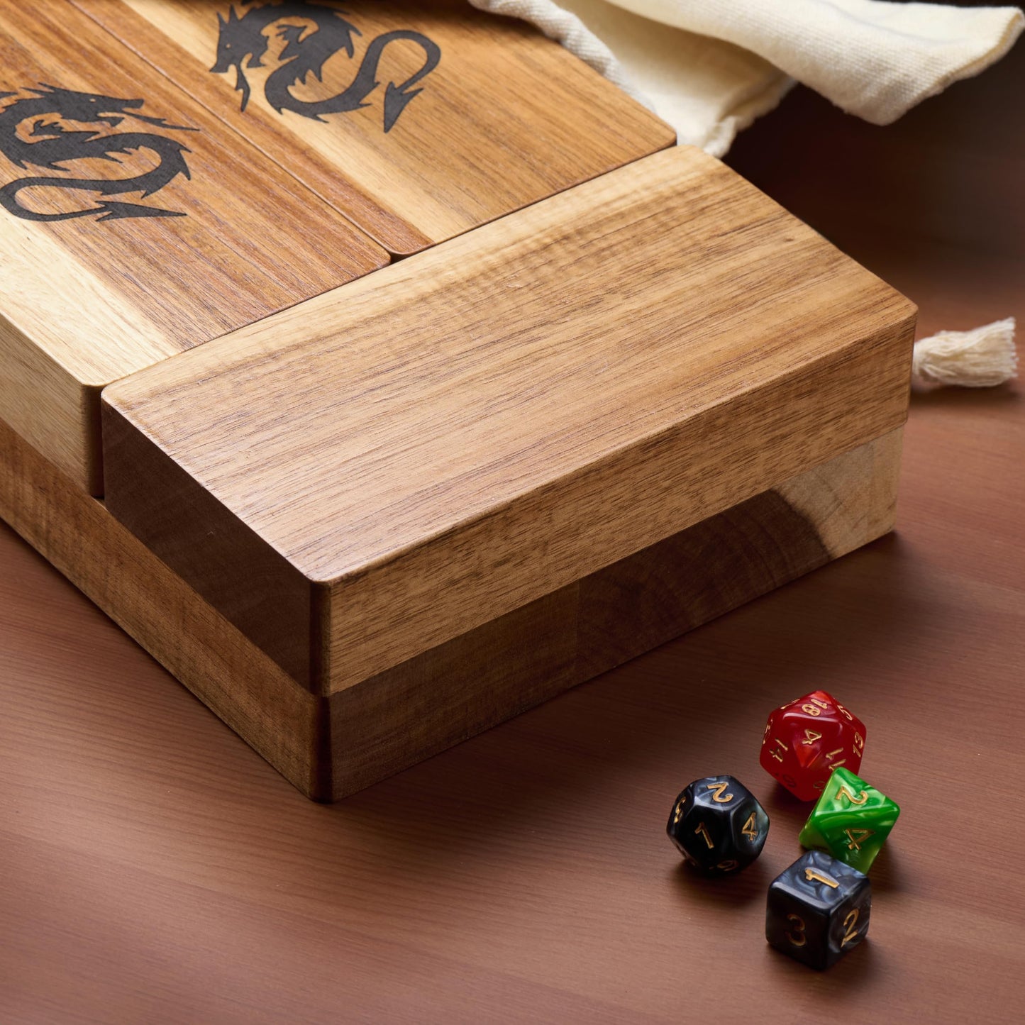 Tapeera Wooden Magnetic Dice Tower with Tray – Portable D&D Dice Roller