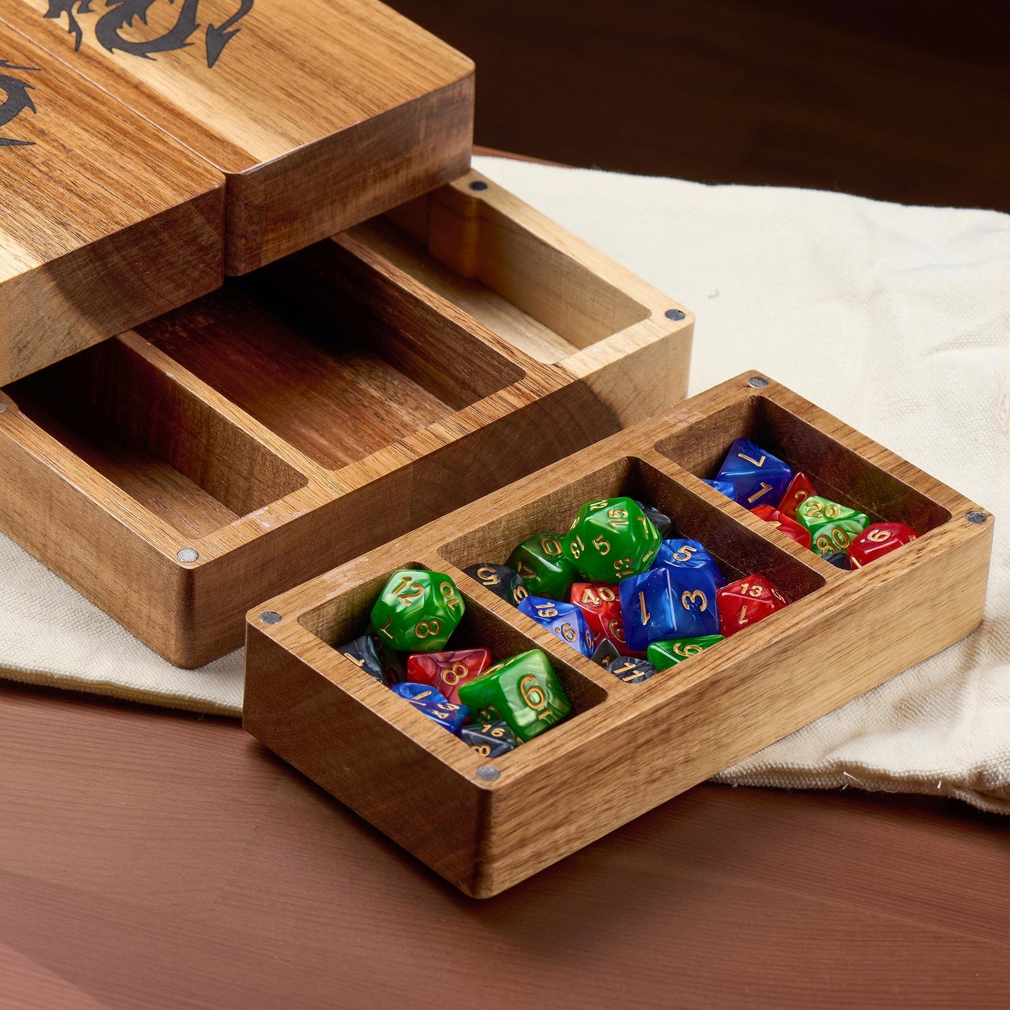 Tapeera Wooden Magnetic Dice Tower with Tray – Portable D&D Dice Roller