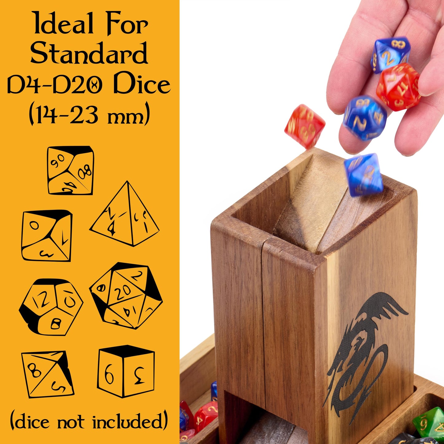 Tapeera Wooden Magnetic Dice Tower with Tray – Portable D&D Dice Roller
