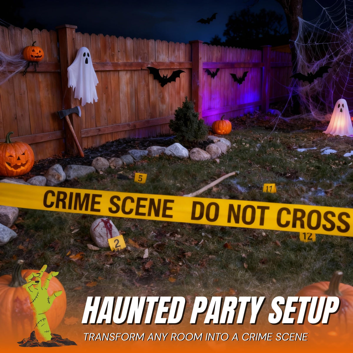 Tapix Mystery Dinner Party Game Kit - Crime Scene Decorations, Tape & Evidence Cards