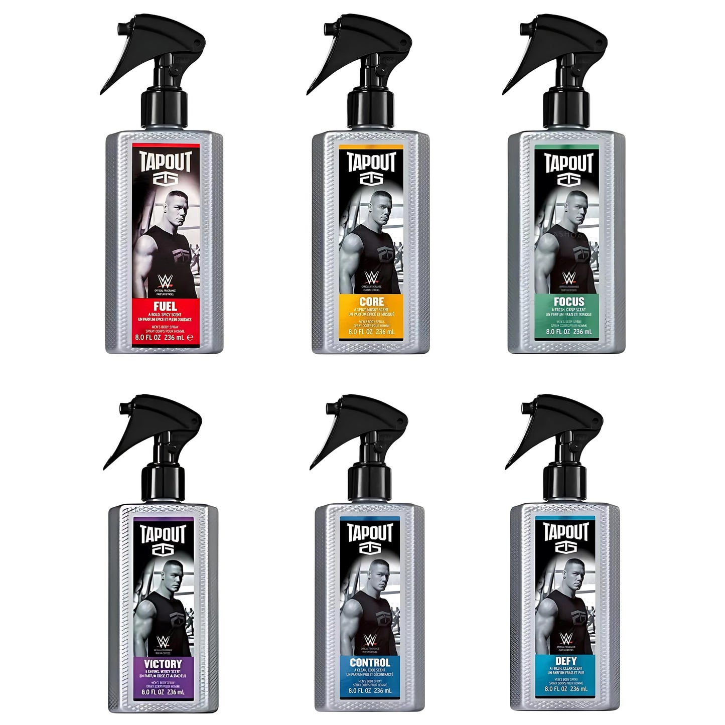 Tapout Body Spray for Men – 6-Pack Gift Set (8 oz Each) | CORE, CONTROL, VICTORY, FOCUS, FUEL, DEFY
