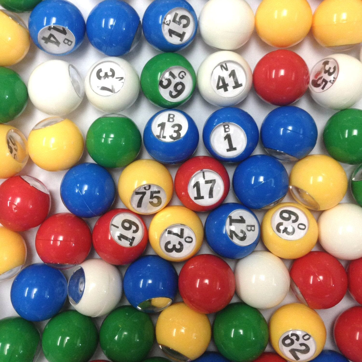 Tapp Collections Multi Color Bingo Ball Set - 1-75 Balls in Five Colors, 7/8 Inch Diameter
