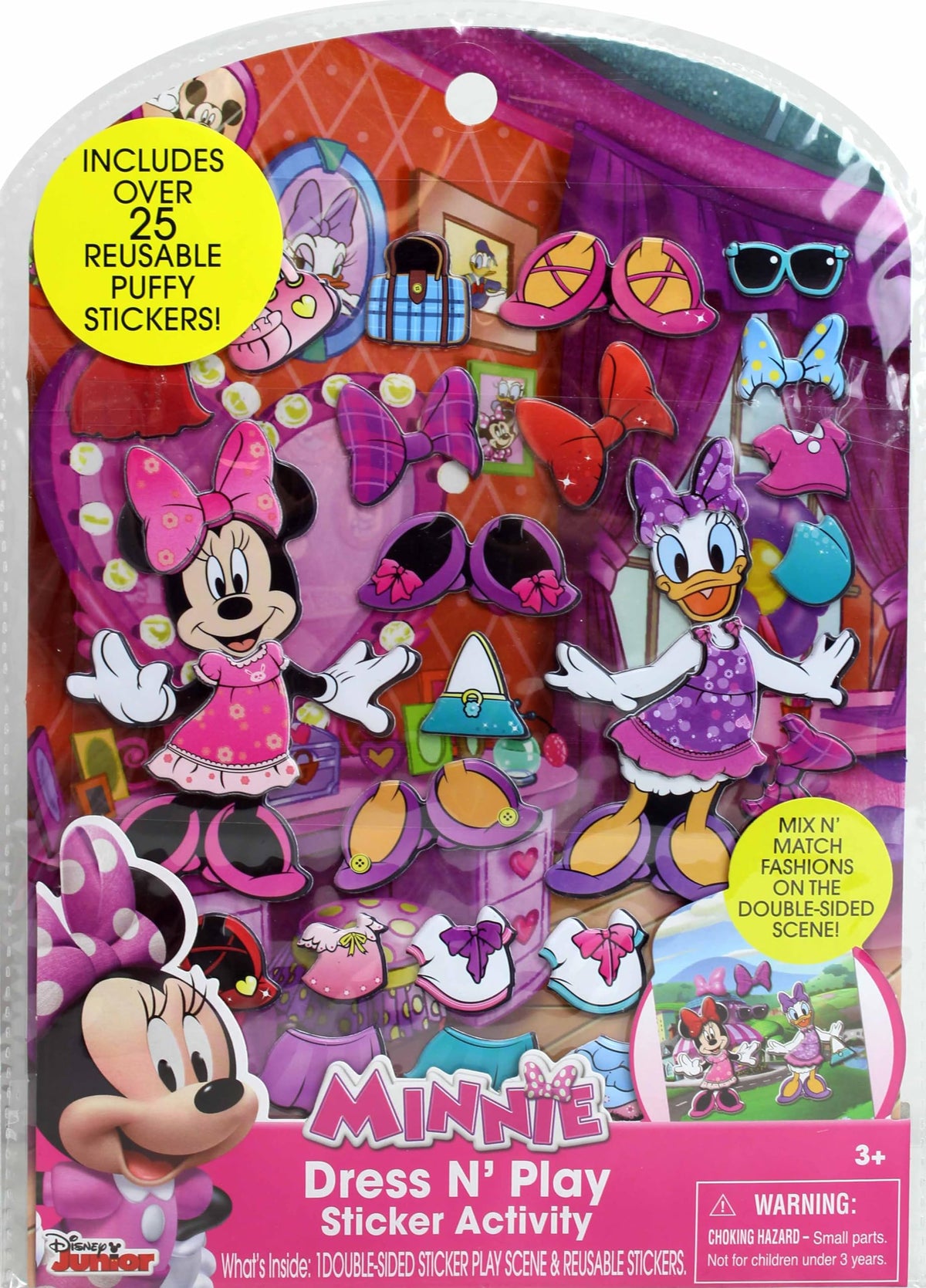 Tara Toys Minnie Mouse Stick N Play - 25ct Reusable Puffy Stickers & Double-Sided Scene