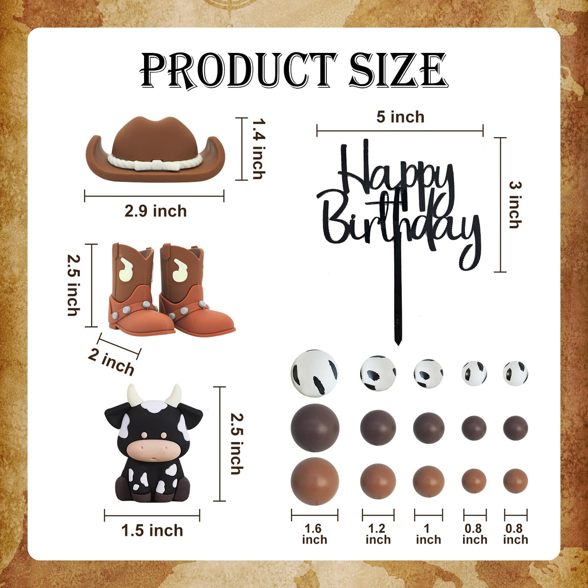 Tarocynn 20Pcs Cowboy Cake Decorations – Hat, Boots & Topper