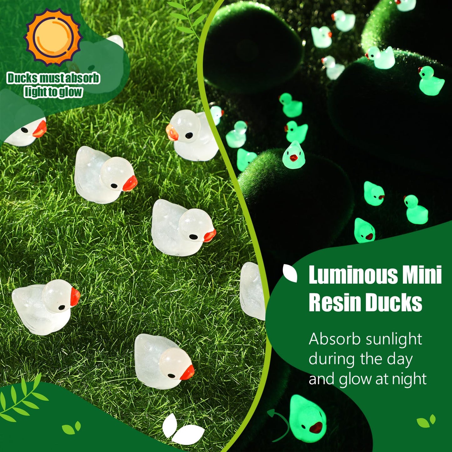 Tarpop 150 Pcs Luminous Mini Ducks – Resin Duck Figurines for Garden & DIY Decor