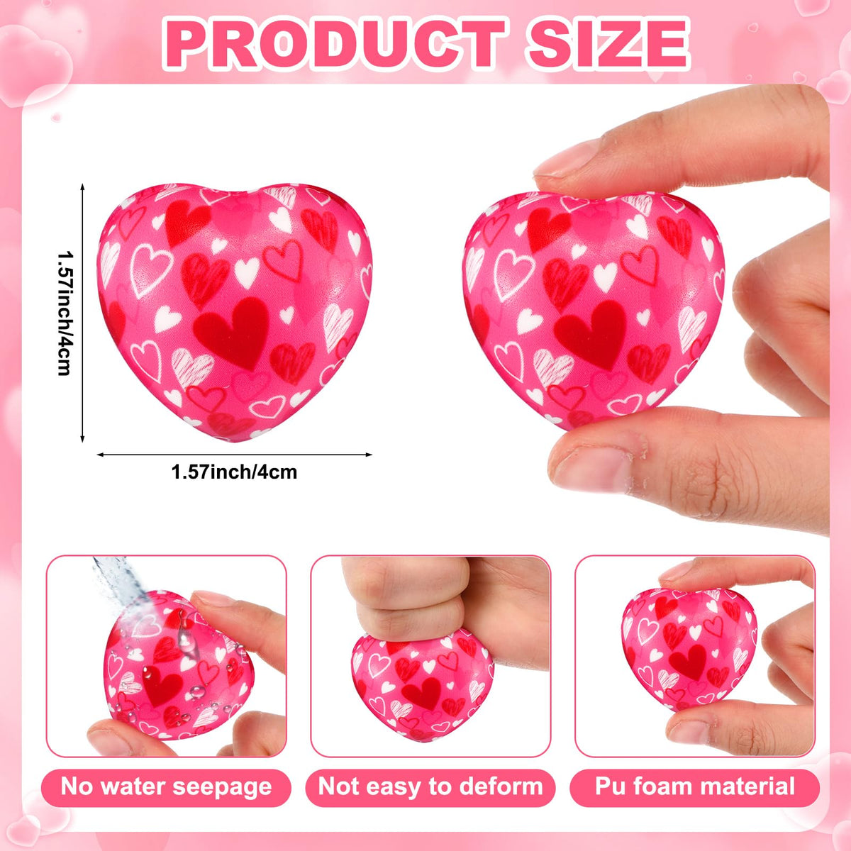 Tasdurian 60 Pcs Valentine's Day Heart Stress Balls – Mini 1.57'' Foam Squeeze Balls for Gifts and Party Favors
