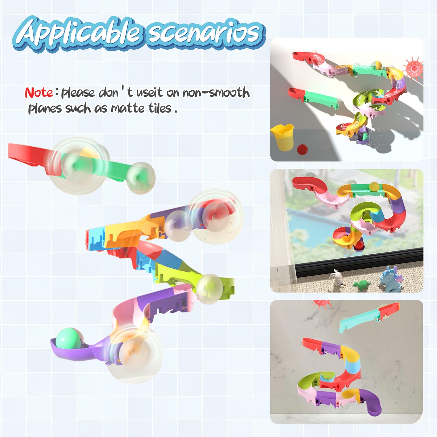 taseyok Toddler Bath Toys Set | Elephant Shower Head, Floating Animals & Slide Track