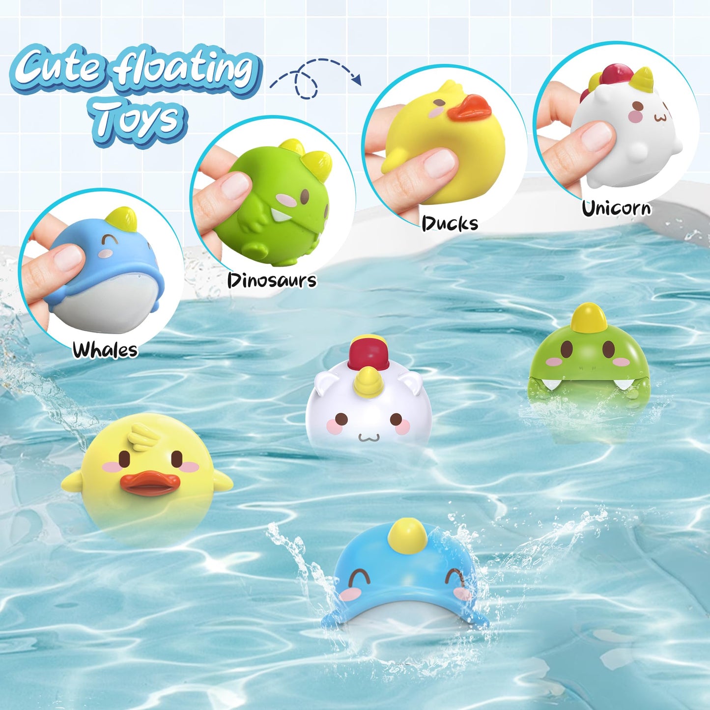 taseyok Toddler Bath Toys Set | Elephant Shower Head, Floating Animals & Slide Track