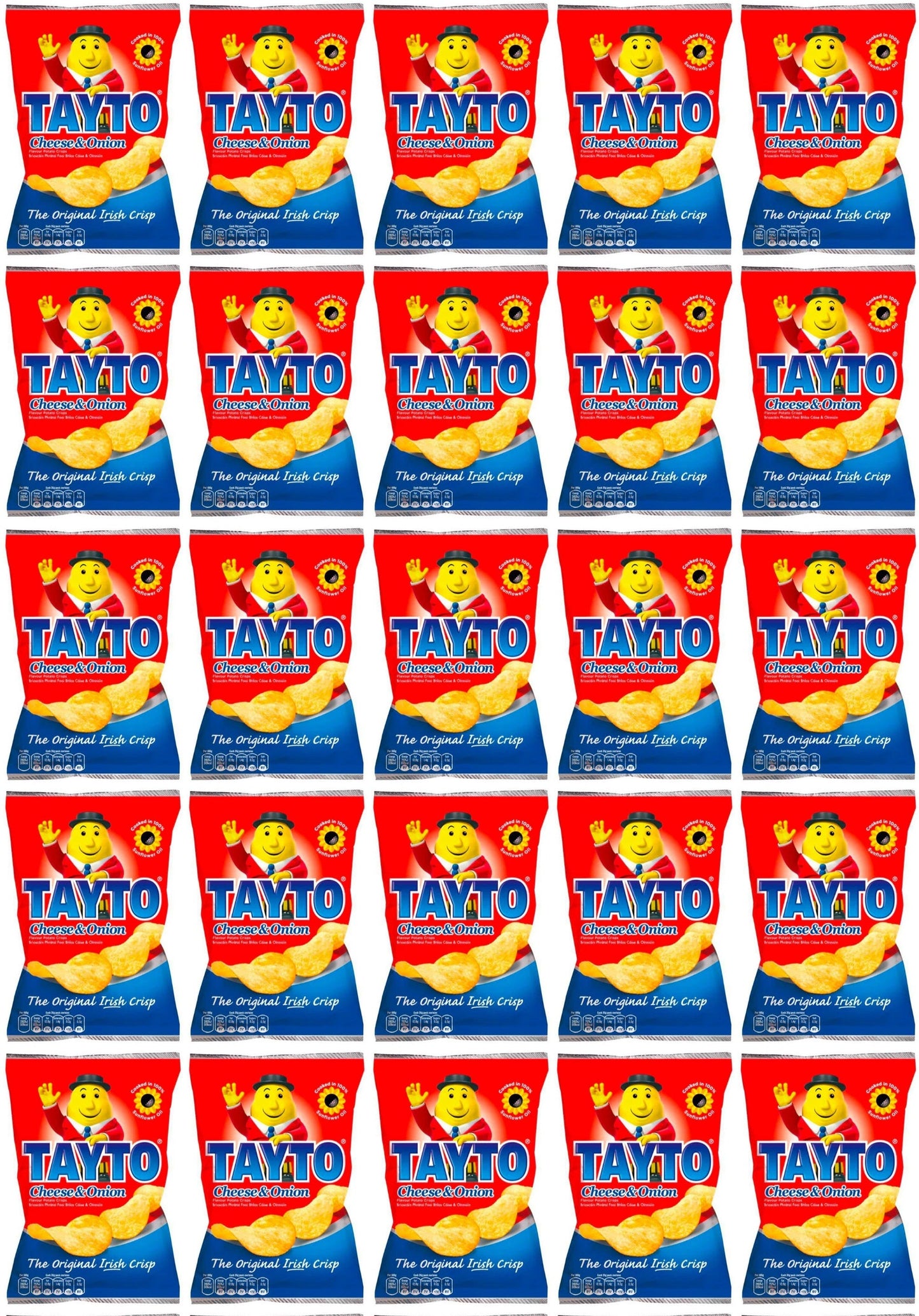 25 x Tayto Cheese & Onion Flavour Potato Crisps 25g