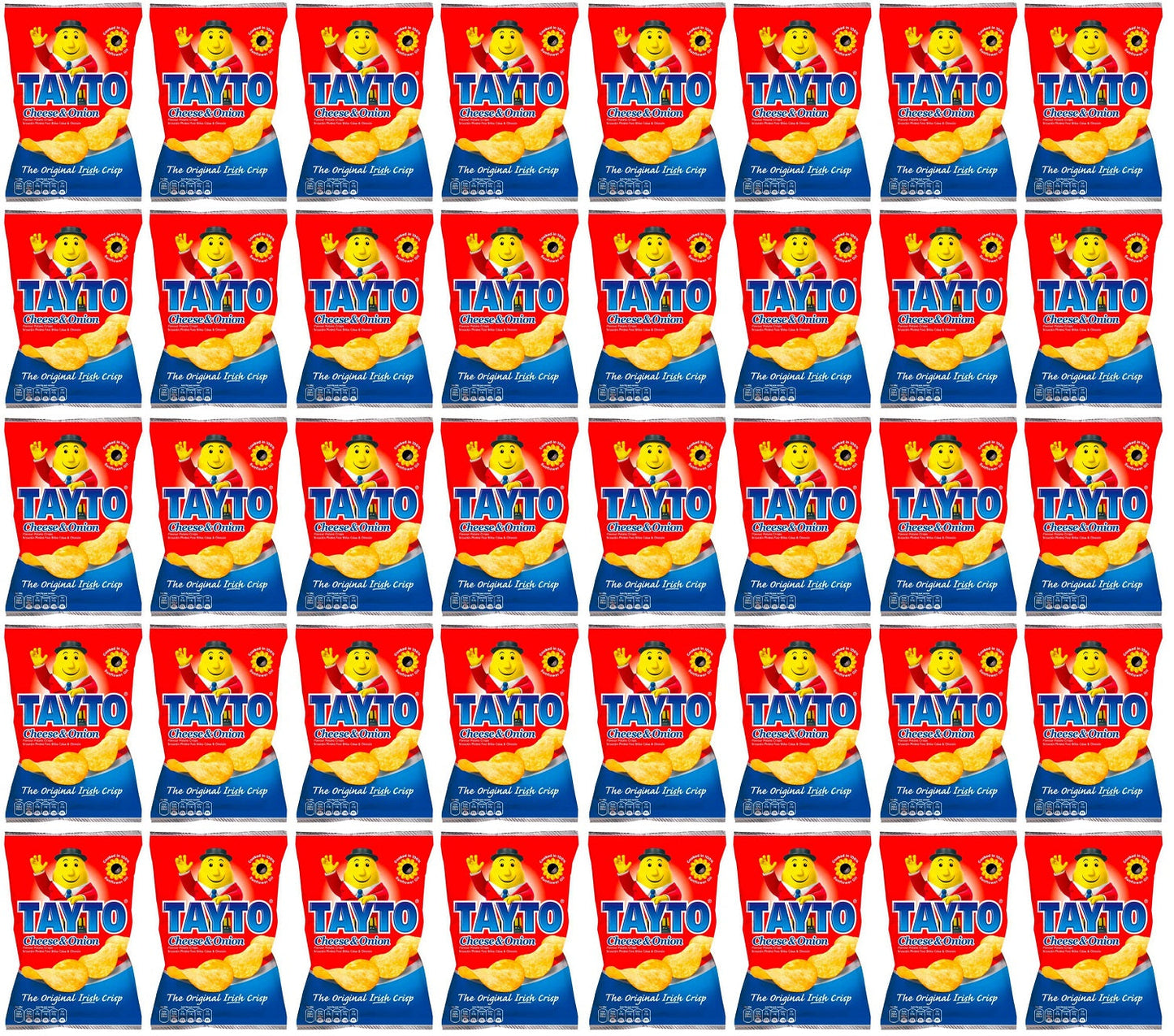 40 x Tayto Cheese & Onion Flavour Potato Crisps 25g
