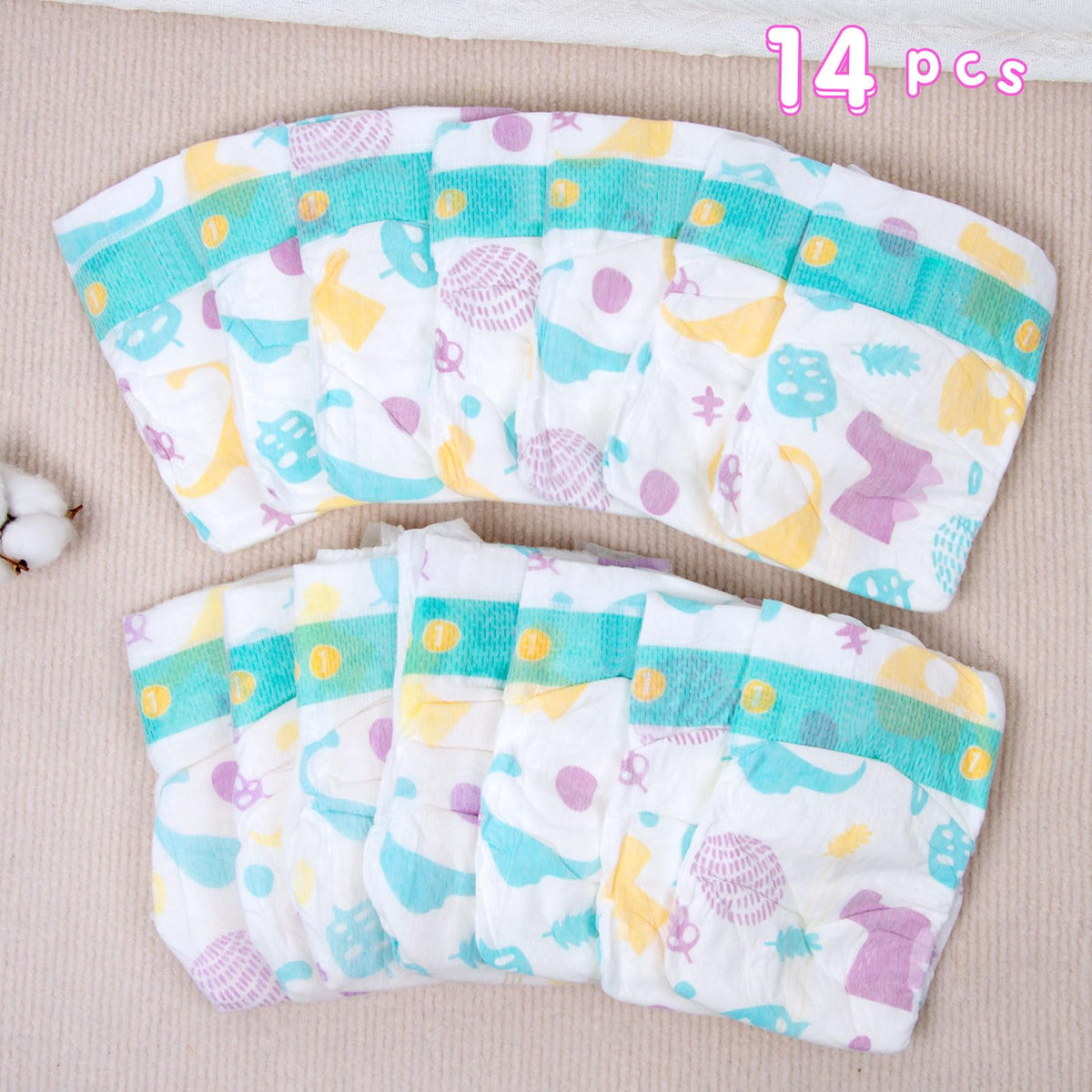 TatuDoll 14-Piece Reusable Diaper Set for 17-24 Inch Reborn Dolls